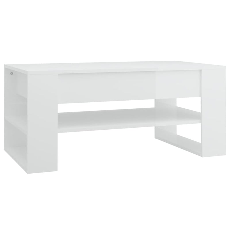 Coffee Table High Gloss White 102x55x45 cm Engineered Wood