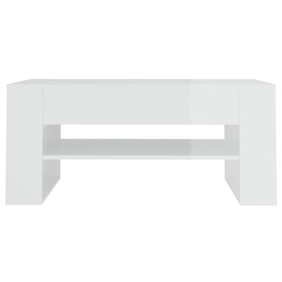 Coffee Table High Gloss White 102x55x45 cm Engineered Wood