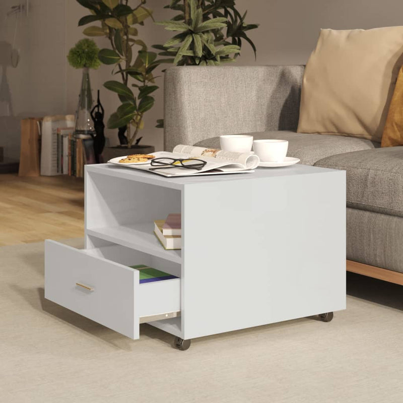 Coffee Table High Gloss White 55x55x40 cm Engineered Wood