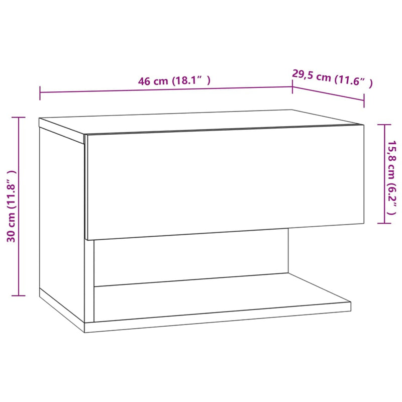 Wall-mounted Bedside Cabinet High Gloss White