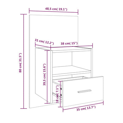 Wall-mounted Bedside Cabinet White