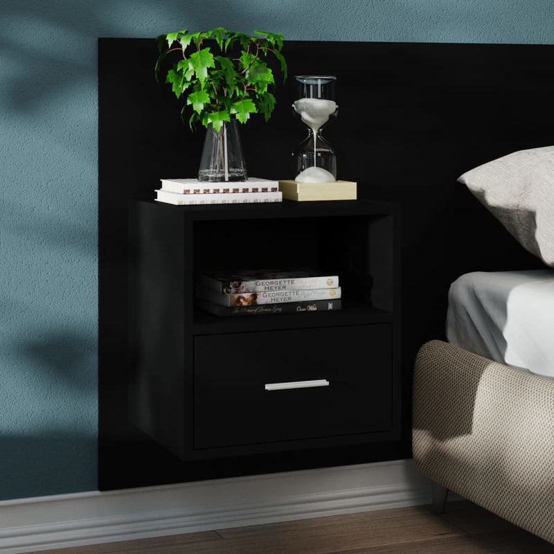 Wall-mounted Bedside Cabinets 2 pcs Black