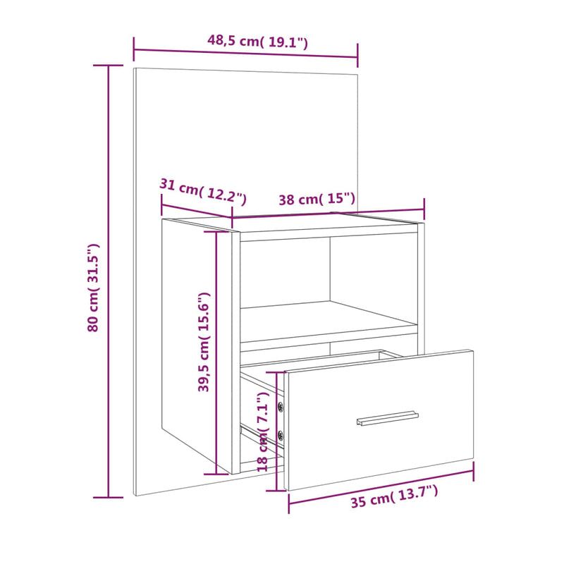 Wall-mounted Bedside Cabinets 2 pcs Sonoma Oak