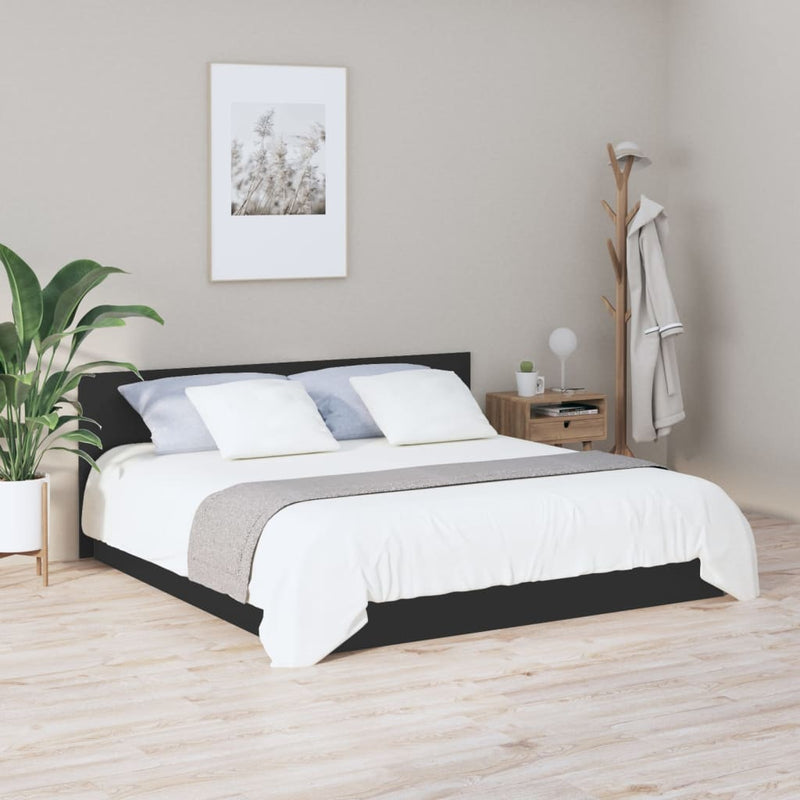 Bed Headboard Black 200 cm Engineered Wood