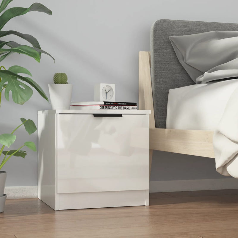 Bedside Cabinets 2 pcs High Gloss White 40x39x40 cm