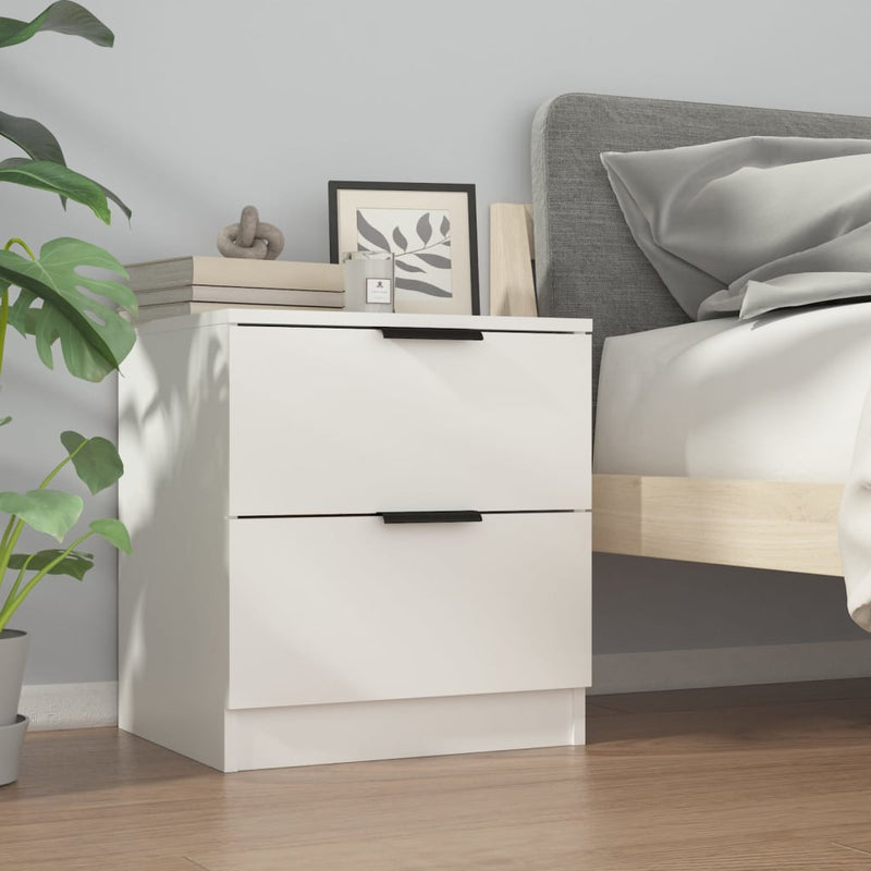 Bedside Cabinets 2 pcs White Engineered Wood