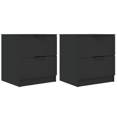 Bedside Cabinets 2 pcs Black Engineered Wood