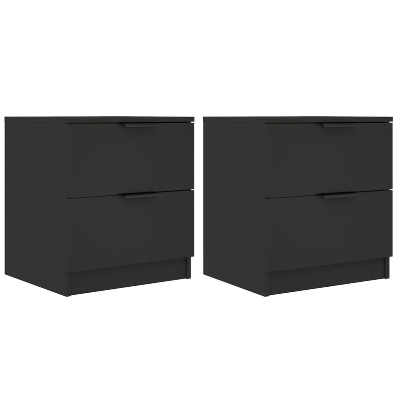 Bedside Cabinets 2 pcs Black Engineered Wood