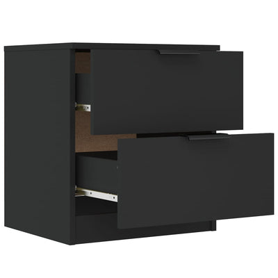 Bedside Cabinets 2 pcs Black Engineered Wood