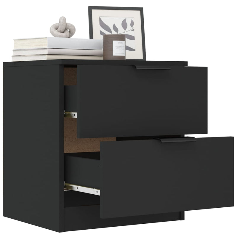 Bedside Cabinets 2 pcs Black Engineered Wood