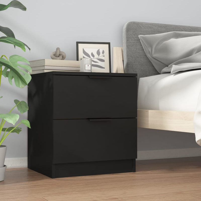 Bedside Cabinets 2 pcs Black Engineered Wood