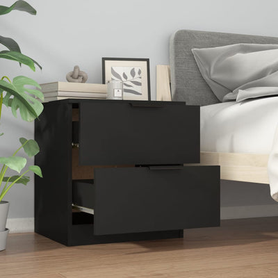 Bedside Cabinets 2 pcs Black Engineered Wood