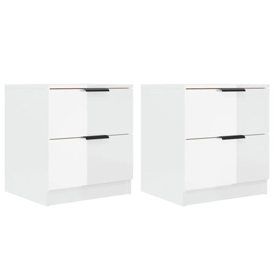 Bedside Cabinets 2 pcs High Gloss White Engineered Wood