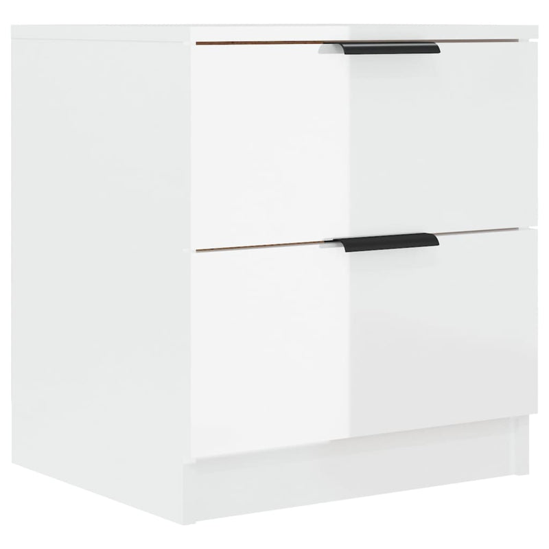 Bedside Cabinets 2 pcs High Gloss White Engineered Wood