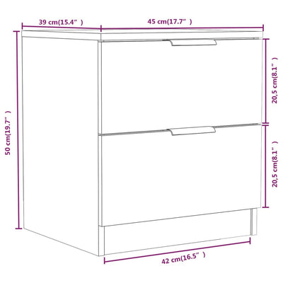 Bedside Cabinets 2 pcs High Gloss White Engineered Wood