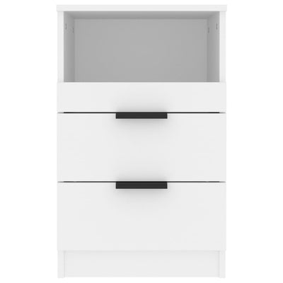 Bedside Cabinet White Engineered Wood