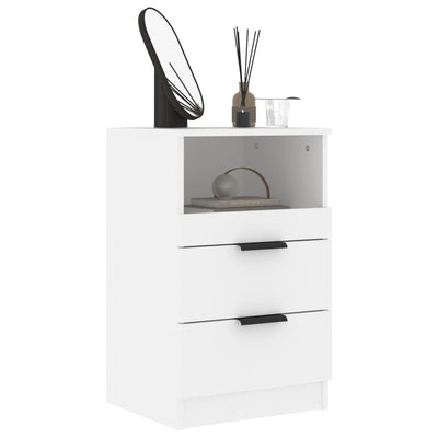 Bedside Cabinet White Engineered Wood