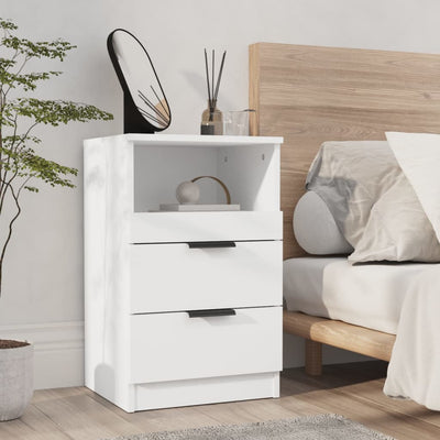 Bedside Cabinet White Engineered Wood