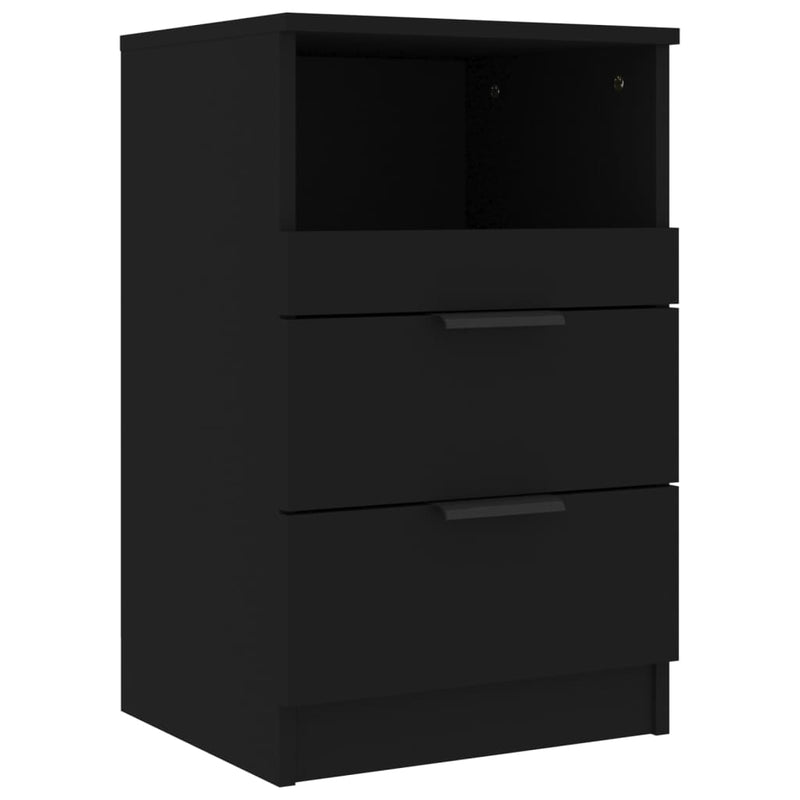 Bedside Cabinet Black Engineered Wood