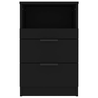 Bedside Cabinet Black Engineered Wood