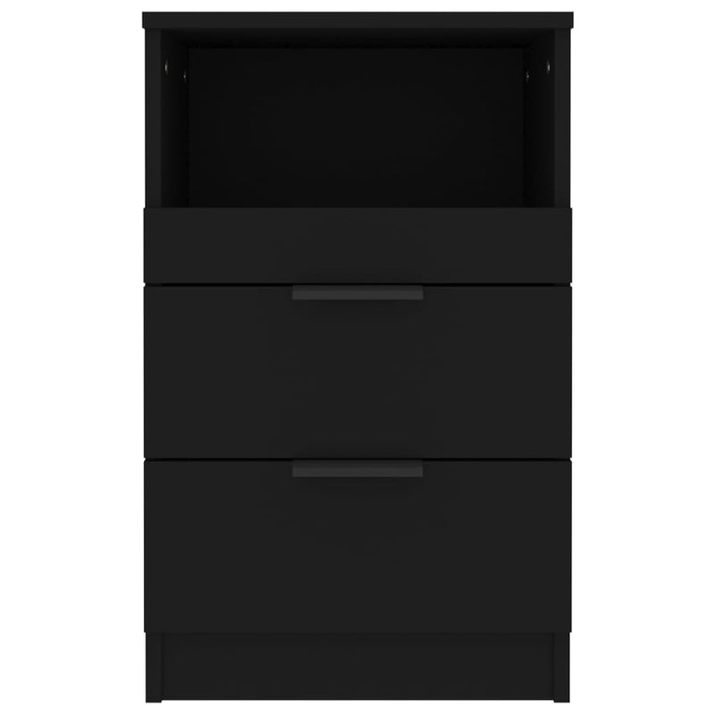 Bedside Cabinet Black Engineered Wood