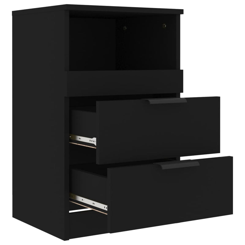 Bedside Cabinet Black Engineered Wood