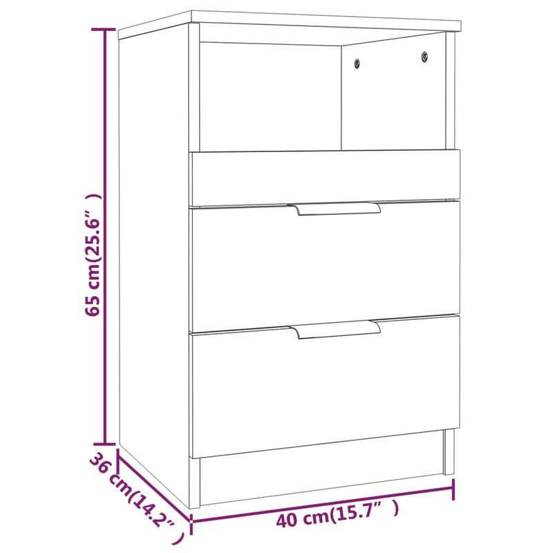 Bedside Cabinets 2 pcs Black Engineered Wood