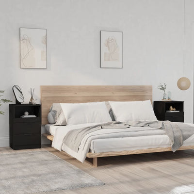 Bedside Cabinets 2 pcs Black Engineered Wood