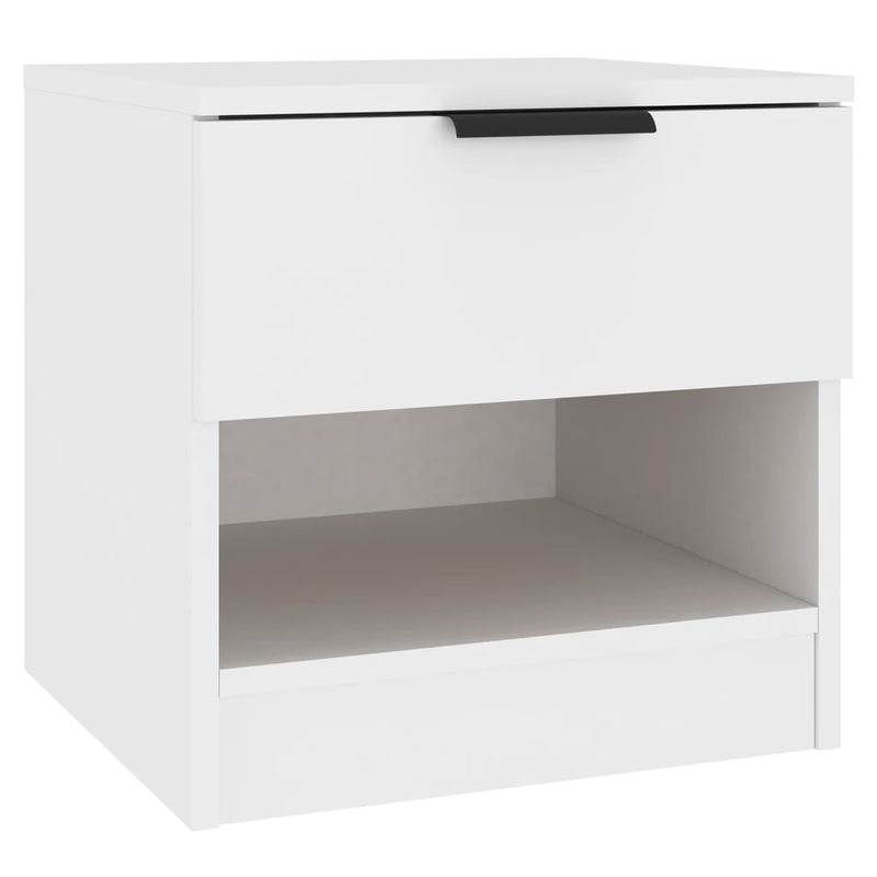 Bedside Cabinet White Engineered Wood