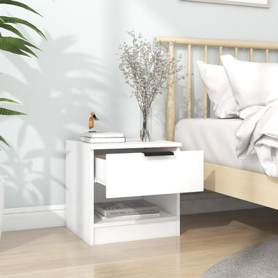 Bedside Cabinet White Engineered Wood