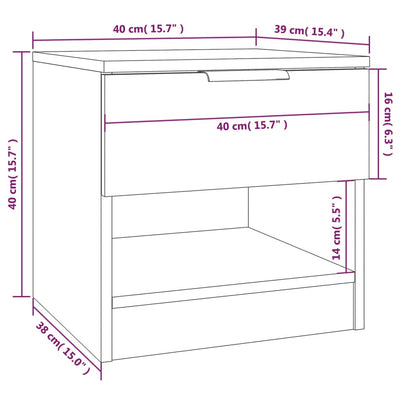 Bedside Cabinet White Engineered Wood