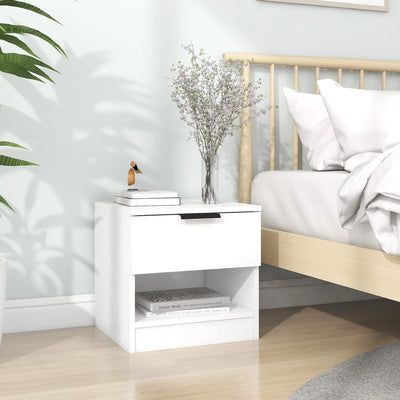 Bedside Cabinet White Engineered Wood