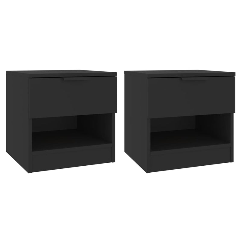 Bedside Cabinets 2 pcs Black Engineered Wood