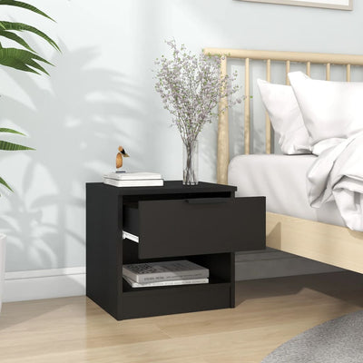 Bedside Cabinets 2 pcs Black Engineered Wood