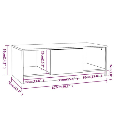 Coffee Table White 102x50x36 cm Engineered Wood