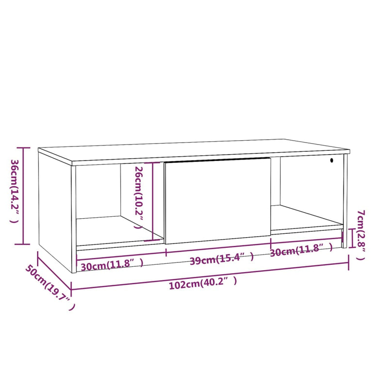 Coffee Table White 102x50x36 cm Engineered Wood