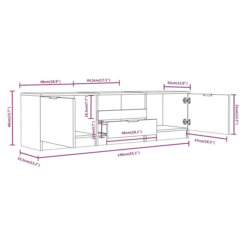 TV Cabinet Sonoma Oak 140x35x40 cm Engineered Wood