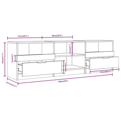 TV Cabinet White 150x33.5x45 cm Engineered Wood