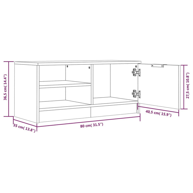 TV Cabinets 2 pcs White 80x35x36.5 cm Engineered Wood