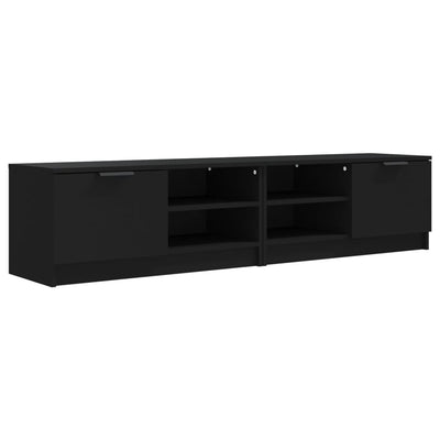 TV Cabinets 2 pcs Black 80x35x36.5 cm Engineered Wood