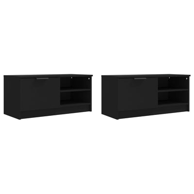 TV Cabinets 2 pcs Black 80x35x36.5 cm Engineered Wood