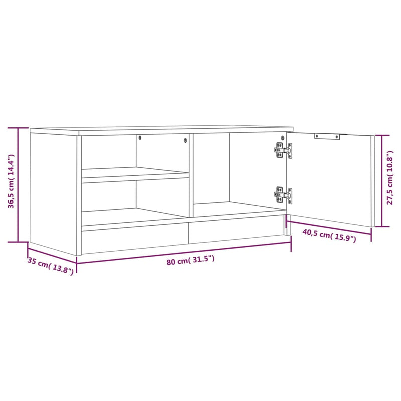 TV Cabinets 2 pcs Black 80x35x36.5 cm Engineered Wood