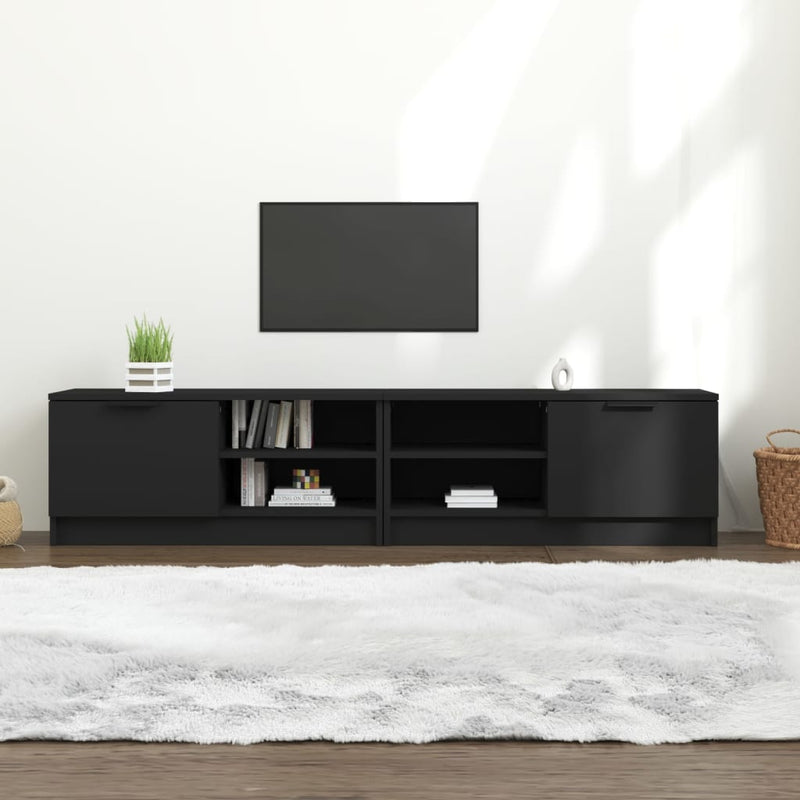 TV Cabinets 2 pcs Black 80x35x36.5 cm Engineered Wood