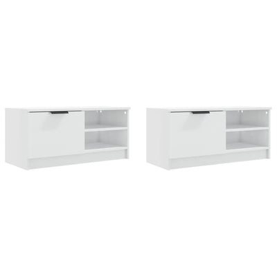 TV Cabinets 2 pcs High Gloss White 80x35x36.5cm Engineered Wood