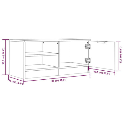 TV Cabinets 2 pcs High Gloss White 80x35x36.5cm Engineered Wood