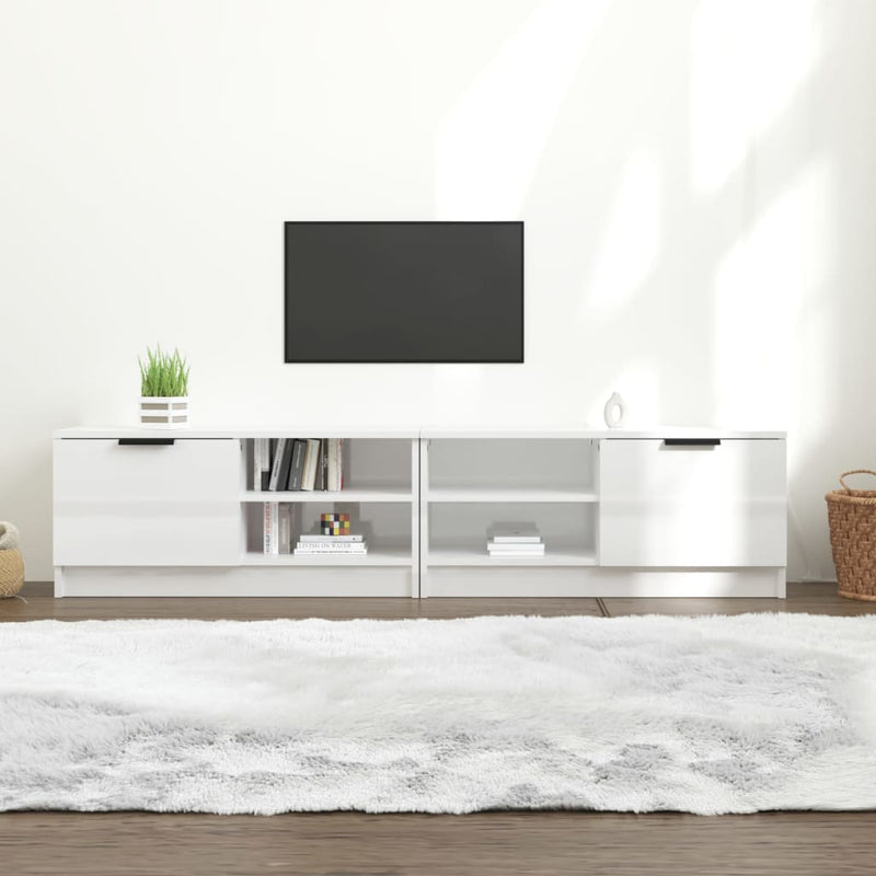 TV Cabinets 2 pcs High Gloss White 80x35x36.5cm Engineered Wood