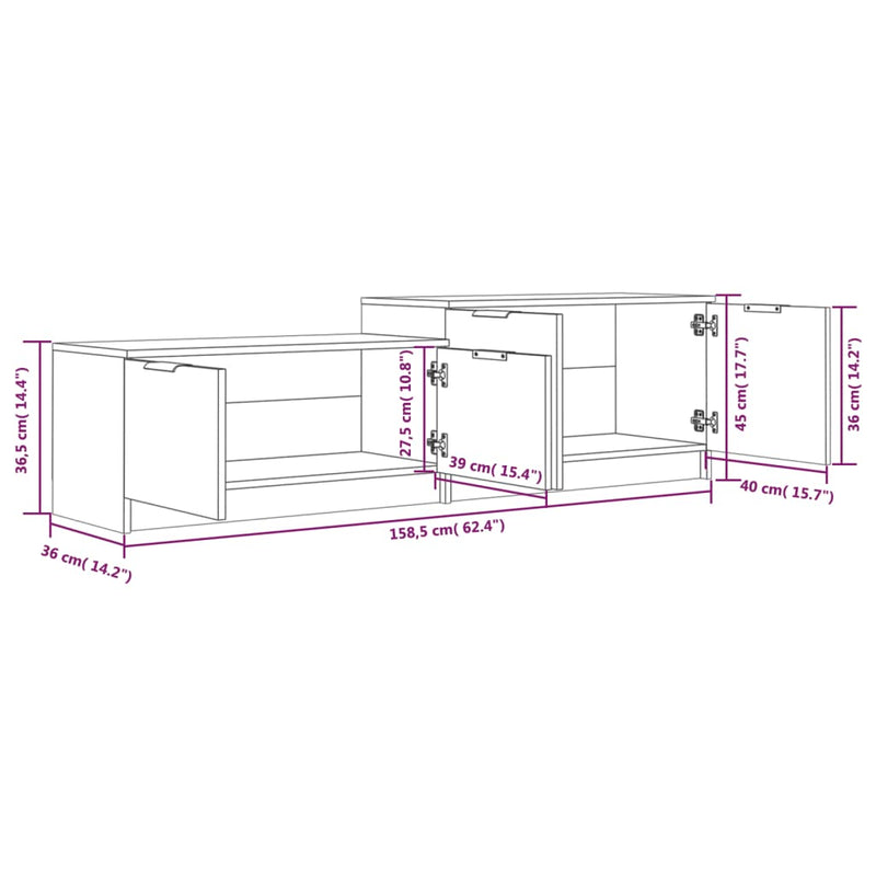 TV Cabinet White 158.5x36x45 cm Engineered Wood