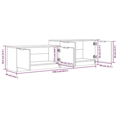 TV Cabinet Black 158.5x36x45 cm Engineered Wood