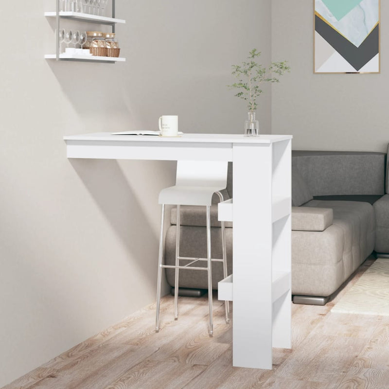 Wall Bar Table High Gloss White 102x45x103.5 cm Engineered Wood