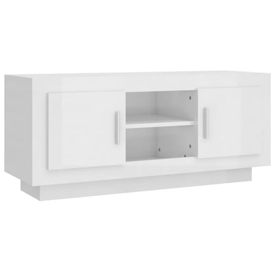 TV Cabinet High Gloss White 102x35x45 cm Engineered Wood